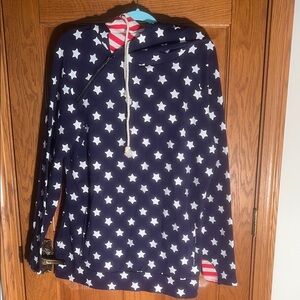 Navy Star Print Hoodie